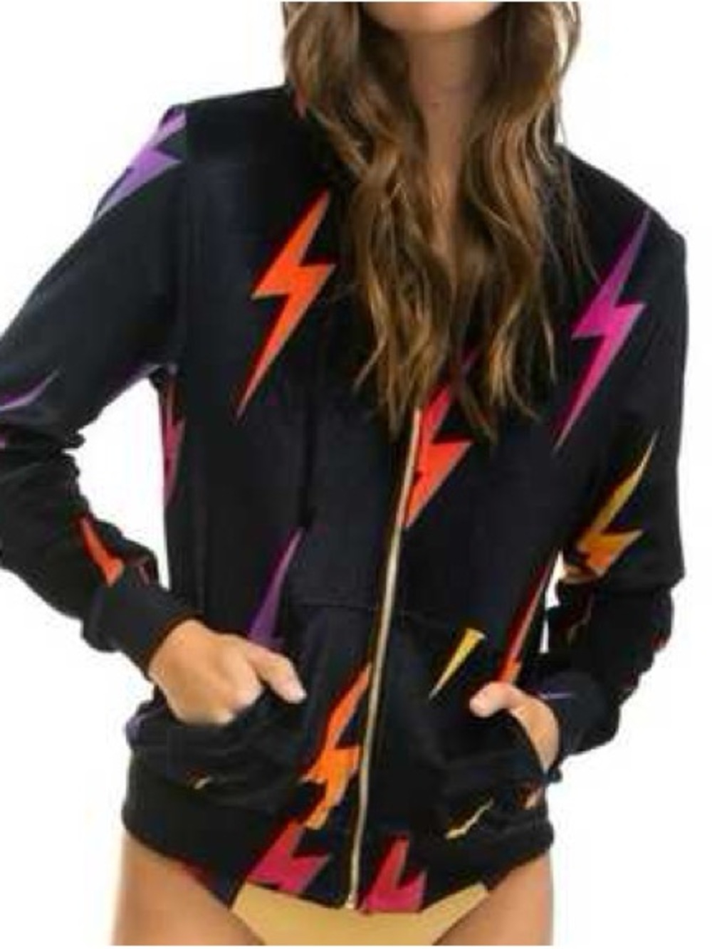 Aviator Nation velvet zip-up hoodie